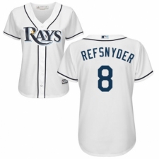 Women's Majestic Tampa Bay Rays #8 Rob Refsnyder Authentic White Home Cool Base MLB Jersey
