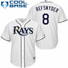 Youth Majestic Tampa Bay Rays #8 Rob Refsnyder Authentic White Home Cool Base MLB Jersey