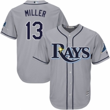 Men's Majestic Tampa Bay Rays #13 Brad Miller Replica Grey Road Cool Base MLB Jersey