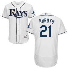 Men's Majestic Tampa Bay Rays #21 Christian Arroyo Home White Home Flex Base Authentic Collection MLB Jersey