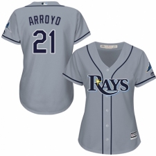 Women's Majestic Tampa Bay Rays #21 Christian Arroyo Authentic Grey Road Cool Base MLB Jersey