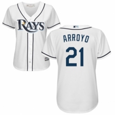 Women's Majestic Tampa Bay Rays #21 Christian Arroyo Authentic White Home Cool Base MLB Jersey