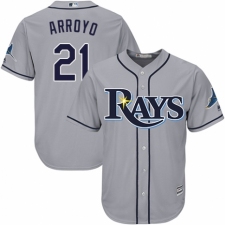 Youth Majestic Tampa Bay Rays #21 Christian Arroyo Authentic Grey Road Cool Base MLB Jersey