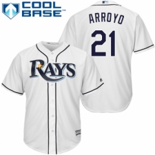 Youth Majestic Tampa Bay Rays #21 Christian Arroyo Authentic White Home Cool Base MLB Jersey