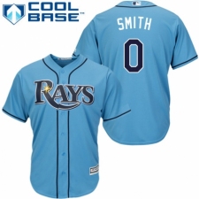 Youth Majestic Tampa Bay Rays #0 Mallex Smith Authentic Light Blue Alternate 2 Cool Base MLB Jersey
