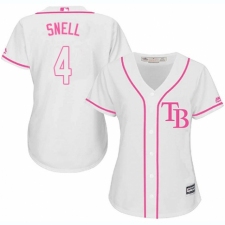 Women's Majestic Tampa Bay Rays #4 Blake Snell Replica White Fashion Cool Base MLB Jersey