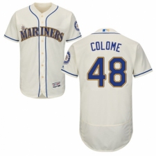 Men's Majestic Seattle Mariners #48 Alex Colome Cream Alternate Flex Base Authentic Collection MLB Jersey