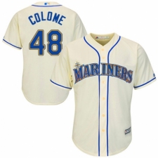 Men's Majestic Seattle Mariners #48 Alex Colome Replica Cream Alternate Cool Base MLB Jersey