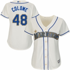 Women's Majestic Seattle Mariners #48 Alex Colome Replica Cream Alternate Cool Base MLB Jersey