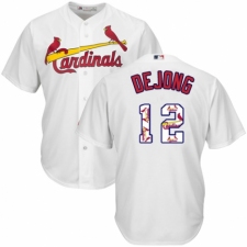 Men's Majestic St. Louis Cardinals #12 Paul DeJong Authentic White Team Logo Fashion Cool Base MLB Jersey