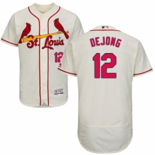 Men's Majestic St. Louis Cardinals #12 Paul DeJong Cream Alternate Flex Base Authentic Collection MLB Jersey
