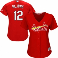 Women's Majestic St. Louis Cardinals #12 Paul DeJong Authentic Red Alternate Cool Base MLB Jersey