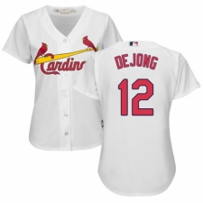 Women's Majestic St. Louis Cardinals #12 Paul DeJong Authentic White Home Cool Base MLB Jersey