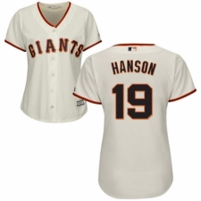 Women's Majestic San Francisco Giants #19 Alen Hanson Authentic Cream Home Cool Base MLB Jersey