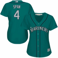 Women's Majestic Seattle Mariners #4 Denard Span Authentic Teal Green Alternate Cool Base MLB Jersey
