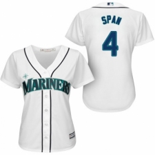 Women's Majestic Seattle Mariners #4 Denard Span Replica White Home Cool Base MLB Jersey