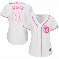 Women's Majestic San Diego Padres #23 Matt Szczur Replica White Fashion Cool Base MLB Jersey