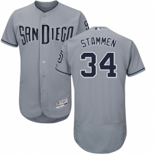 Men's Majestic San Diego Padres #34 Craig Stammen Authentic Grey Road Cool Base MLB Jersey