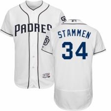 Men's Majestic San Diego Padres #34 Craig Stammen White Home Flex Base Authentic Collection MLB Jersey