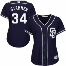 Women's Majestic San Diego Padres #34 Craig Stammen Authentic Navy Blue Alternate 1 Cool Base MLB Jersey