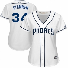 Women's Majestic San Diego Padres #34 Craig Stammen Authentic White Home Cool Base MLB Jersey