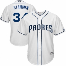 Youth Majestic San Diego Padres #34 Craig Stammen Authentic White Home Cool Base MLB Jersey