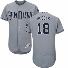 Men's Majestic San Diego Padres #18 Austin Hedges Authentic Grey Road Cool Base MLB Jersey