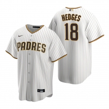 Men's Nike San Diego Padres #18 Austin Hedges White Brown Home Stitched Baseball Jersey