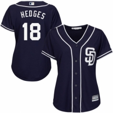 Women's Majestic San Diego Padres #18 Austin Hedges Authentic Navy Blue Alternate 1 Cool Base MLB Jersey