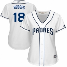 Women's Majestic San Diego Padres #18 Austin Hedges Authentic White Home Cool Base MLB Jersey