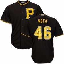 Men's Majestic Pittsburgh Pirates #46 Ivan Nova Authentic Black Team Logo Fashion Cool Base MLB Jersey
