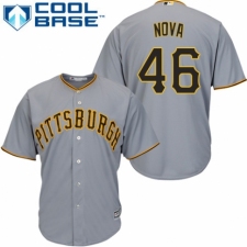 Men's Majestic Pittsburgh Pirates #46 Ivan Nova Replica Grey Road Cool Base MLB Jersey