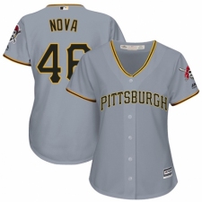 Women's Majestic Pittsburgh Pirates #46 Ivan Nova Authentic Grey Road Cool Base MLB Jersey