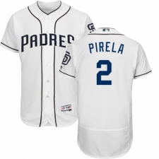Men's Majestic San Diego Padres #2 Jose Pirela White Home Flex Base Authentic Collection MLB Jersey