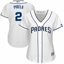 Women's Majestic San Diego Padres #2 Jose Pirela Replica White Home Cool Base MLB Jersey
