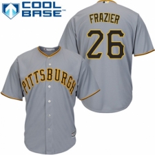 Youth Majestic Pittsburgh Pirates #26 Adam Frazier Authentic Grey Road Cool Base MLB Jersey