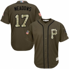 Men's Majestic Pittsburgh Pirates #17 Austin Meadows Authentic Green Salute to Service MLB Jersey