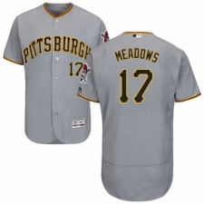 Men's Majestic Pittsburgh Pirates #17 Austin Meadows Grey Road Flex Base Authentic Collection MLB Jersey