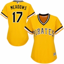 Women's Majestic Pittsburgh Pirates #17 Austin Meadows Authentic Gold Alternate Cool Base MLB Jersey