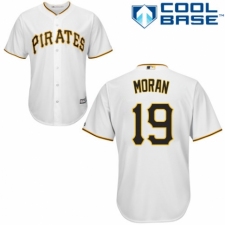 Youth Majestic Pittsburgh Pirates #19 Colin Moran Authentic White Home Cool Base MLB Jersey