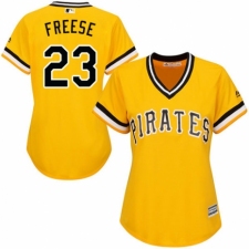 Women's Majestic Pittsburgh Pirates #23 David Freese Authentic Gold Alternate Cool Base MLB Jersey