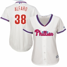 Women's Majestic Philadelphia Phillies #38 Jorge Alfaro Replica Cream Alternate Cool Base MLB Jersey