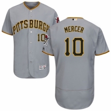 Men's Majestic Pittsburgh Pirates #10 Jordy Mercer Grey Road Flex Base Authentic Collection MLB Jersey
