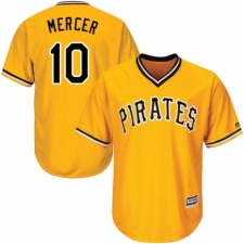 Men's Majestic Pittsburgh Pirates #10 Jordy Mercer Replica Gold Alternate Cool Base MLB Jersey