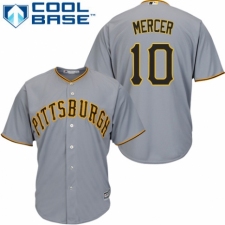 Men's Majestic Pittsburgh Pirates #10 Jordy Mercer Replica Grey Road Cool Base MLB Jersey