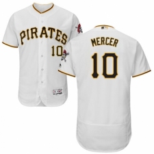 Men's Majestic Pittsburgh Pirates #10 Jordy Mercer White Home Flex Base Authentic Collection MLB Jersey