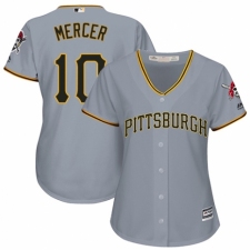 Women's Majestic Pittsburgh Pirates #10 Jordy Mercer Authentic Grey Road Cool Base MLB Jersey
