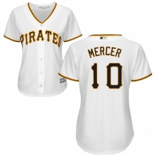 Women's Majestic Pittsburgh Pirates #10 Jordy Mercer Authentic White Home Cool Base MLB Jersey
