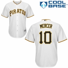 Youth Majestic Pittsburgh Pirates #10 Jordy Mercer Authentic White Home Cool Base MLB Jersey
