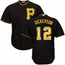 Men's Majestic Pittsburgh Pirates #12 Corey Dickerson Authentic Black Team Logo Fashion Cool Base MLB Jersey